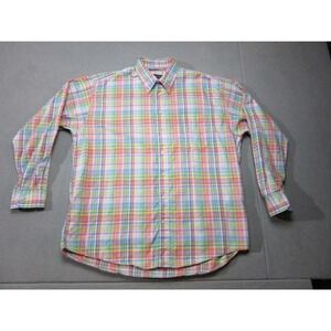 Peter Elliot Button Down Mens XL Multicolor Good Vintage Rainbow Plaid Shirt
